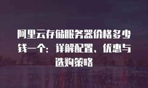 阿里云存储服务器价格多少钱一个：详解配置、优惠与选购策略