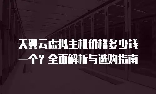 天翼云虚拟主机价格多少钱一个？全面解析与选购指南