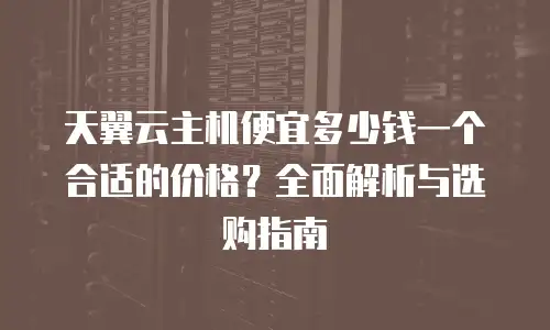 天翼云主机便宜多少钱一个合适的价格？全面解析与选购指南