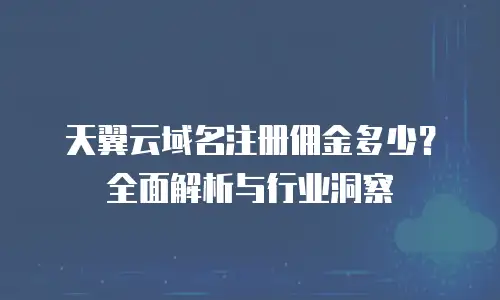 天翼云域名注册佣金多少？全面解析与行业洞察