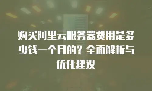 购买阿里云服务器费用是多少钱一个月的？全面解析与优化建议