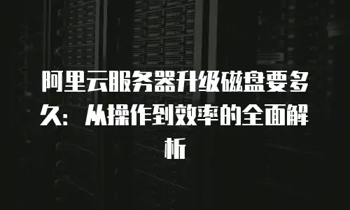 阿里云服务器升级磁盘要多久：从操作到效率的全面解析