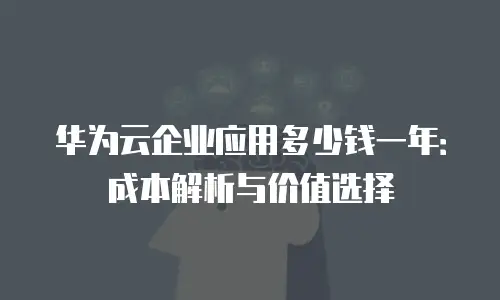 华为云企业应用多少钱一年：成本解析与价值选择