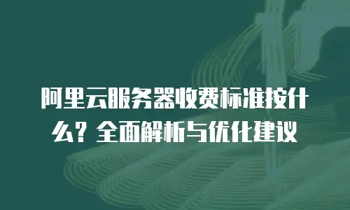 阿里云服务器收费标准按什么？全面解析与优化建议