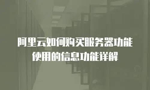 阿里云如何购买服务器功能使用的信息功能详解