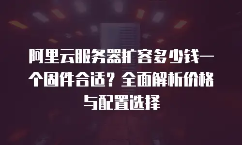 阿里云服务器扩容多少钱一个固件合适？全面解析价格与配置选择