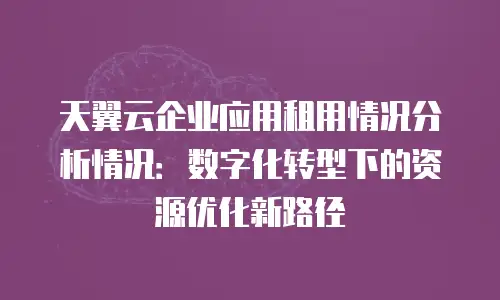 天翼云企业应用租用情况分析情况：数字化转型下的资源优化新路径