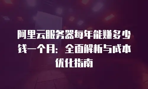 阿里云服务器每年能赚多少钱一个月：全面解析与成本优化指南