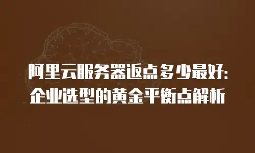 阿里云服务器返点多少最好：企业选型的黄金平衡点解析