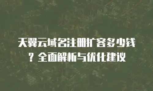 天翼云域名注册扩容多少钱？全面解析与优化建议