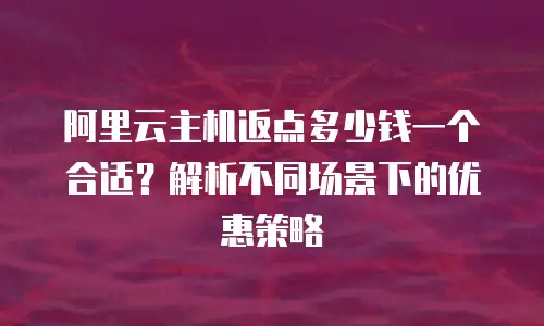 阿里云主机返点多少钱一个合适？解析不同场景下的优惠策略