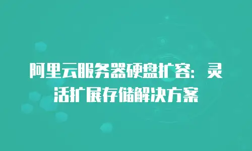 阿里云服务器硬盘扩容：灵活扩展存储解决方案