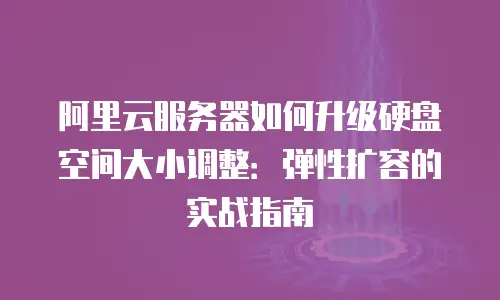 阿里云服务器如何升级硬盘空间大小调整：弹性扩容的实战指南