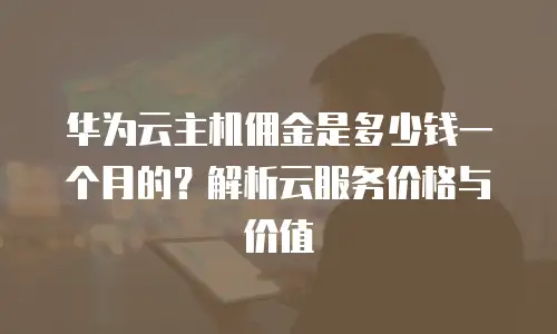 华为云主机佣金是多少钱一个月的？解析云服务价格与价值