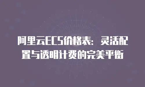 阿里云ECS价格表：灵活配置与透明计费的完美平衡