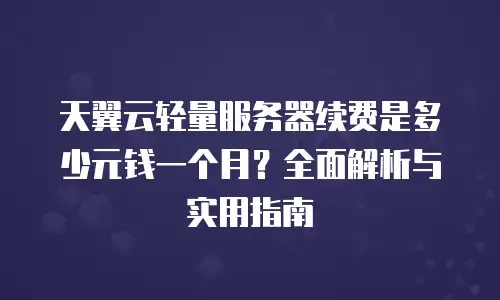 天翼云轻量服务器续费是多少元钱一个月？全面解析与实用指南
