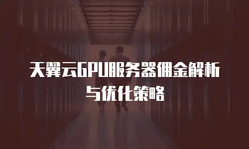 天翼云GPU服务器佣金解析与优化策略