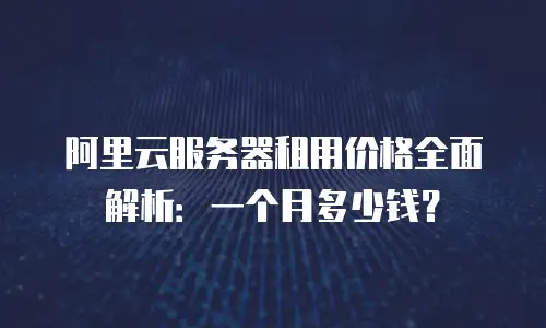 阿里云服务器租用价格全面解析：一个月多少钱？