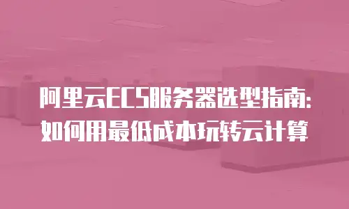 阿里云ECS服务器选型指南：如何用最低成本玩转云计算
