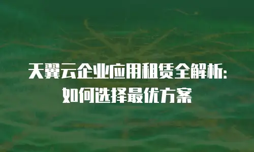 天翼云企业应用租赁全解析：如何选择最优方案