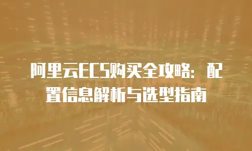 阿里云ECS购买全攻略：配置信息解析与选型指南
