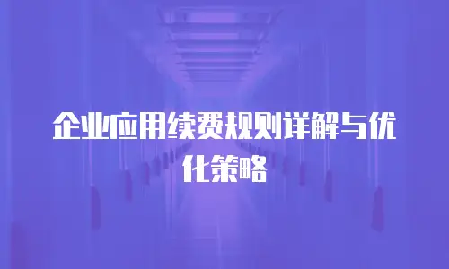 企业应用续费规则详解与优化策略