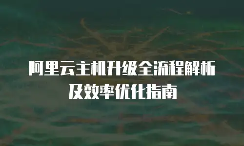 阿里云主机升级全流程解析及效率优化指南