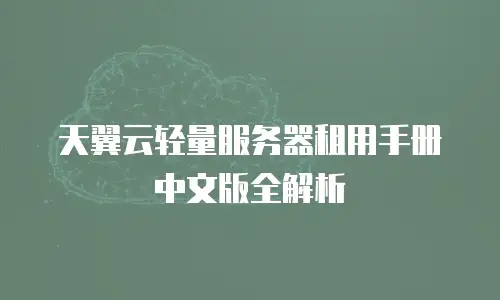 天翼云轻量服务器租用手册中文版全解析