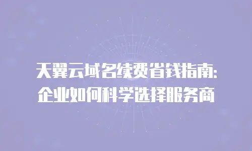 天翼云域名续费省钱指南：企业如何科学选择服务商
