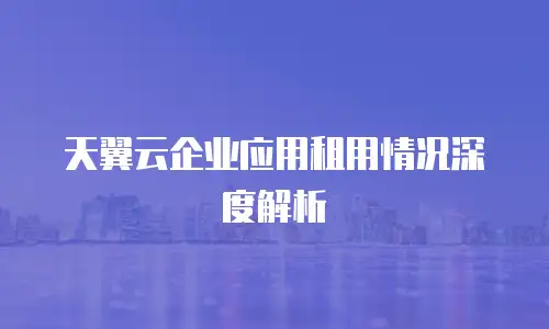天翼云企业应用租用情况深度解析