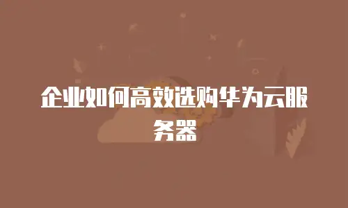 企业如何高效选购华为云服务器