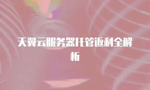 天翼云服务器托管返利全解析