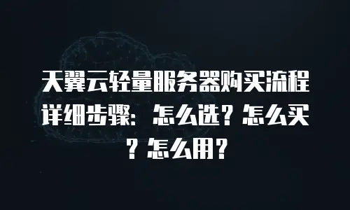 天翼云轻量服务器购买流程详细步骤：怎么选？怎么买？怎么用？