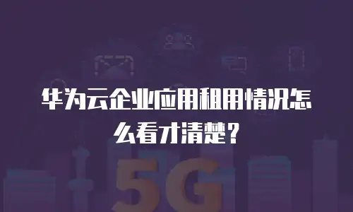 华为云企业应用租用情况怎么看才清楚？