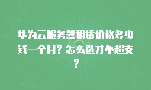 华为云服务器租赁价格多少钱一个月？怎么选才不超支？