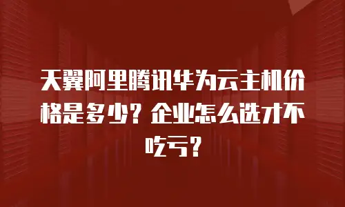 天翼阿里腾讯华为云主机价格是多少？企业怎么选才不吃亏？
