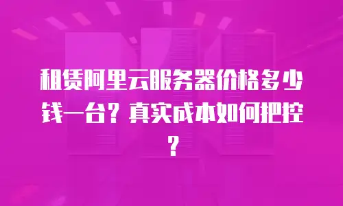 租赁阿里云服务器价格多少钱一台？真实成本如何把控？