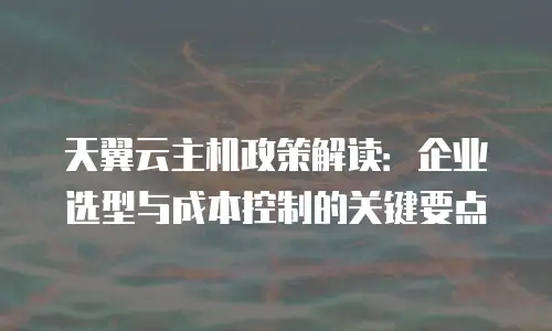 天翼云主机政策解读：企业选型与成本控制的关键要点