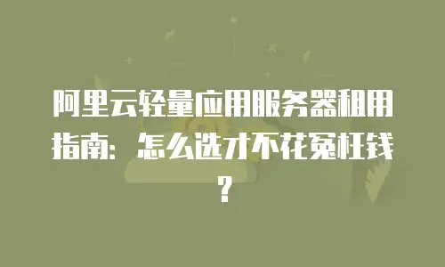 阿里云轻量应用服务器租用指南：怎么选才不花冤枉钱？