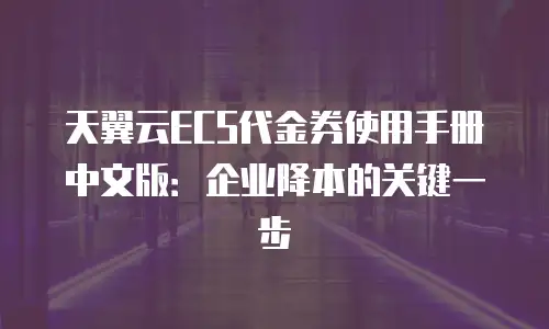 天翼云ECS代金券使用手册中文版：企业降本的关键一步