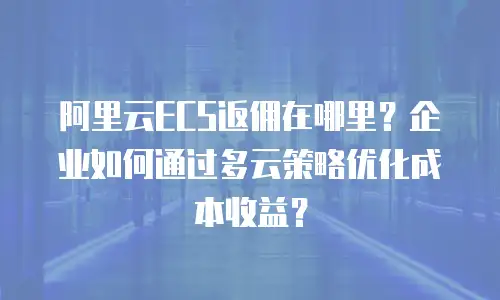 阿里云ECS返佣在哪里？企业如何通过多云策略优化成本收益？