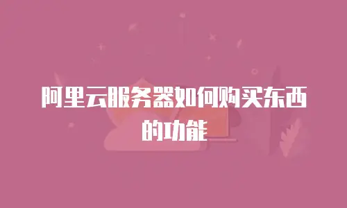 阿里云服务器如何购买东西的功能