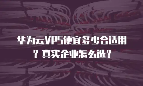 华为云VPS便宜多少合适用？真实企业怎么选？