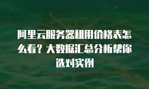 阿里云服务器租用价格表怎么看？大数据汇总分析帮你选对实例