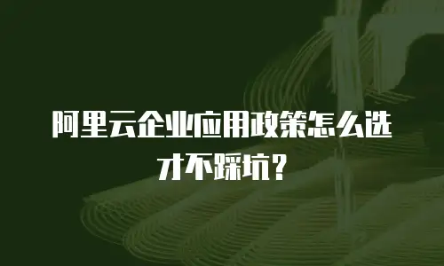阿里云企业应用政策怎么选才不踩坑？