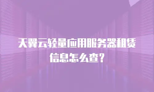 天翼云轻量应用服务器租赁信息怎么查？