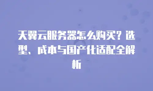 天翼云服务器怎么购买？选型、成本与国产化适配全解析