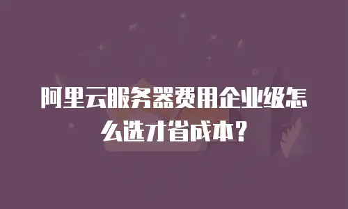阿里云服务器费用企业级怎么选才省成本？