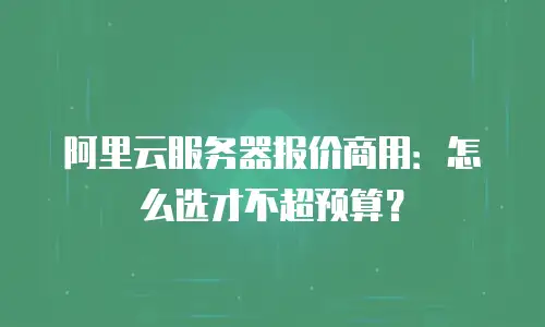 阿里云服务器报价商用：怎么选才不超预算？