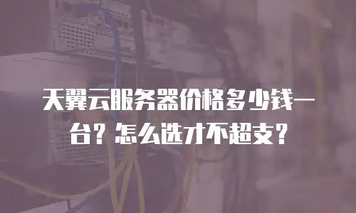 天翼云服务器价格多少钱一台？怎么选才不超支？